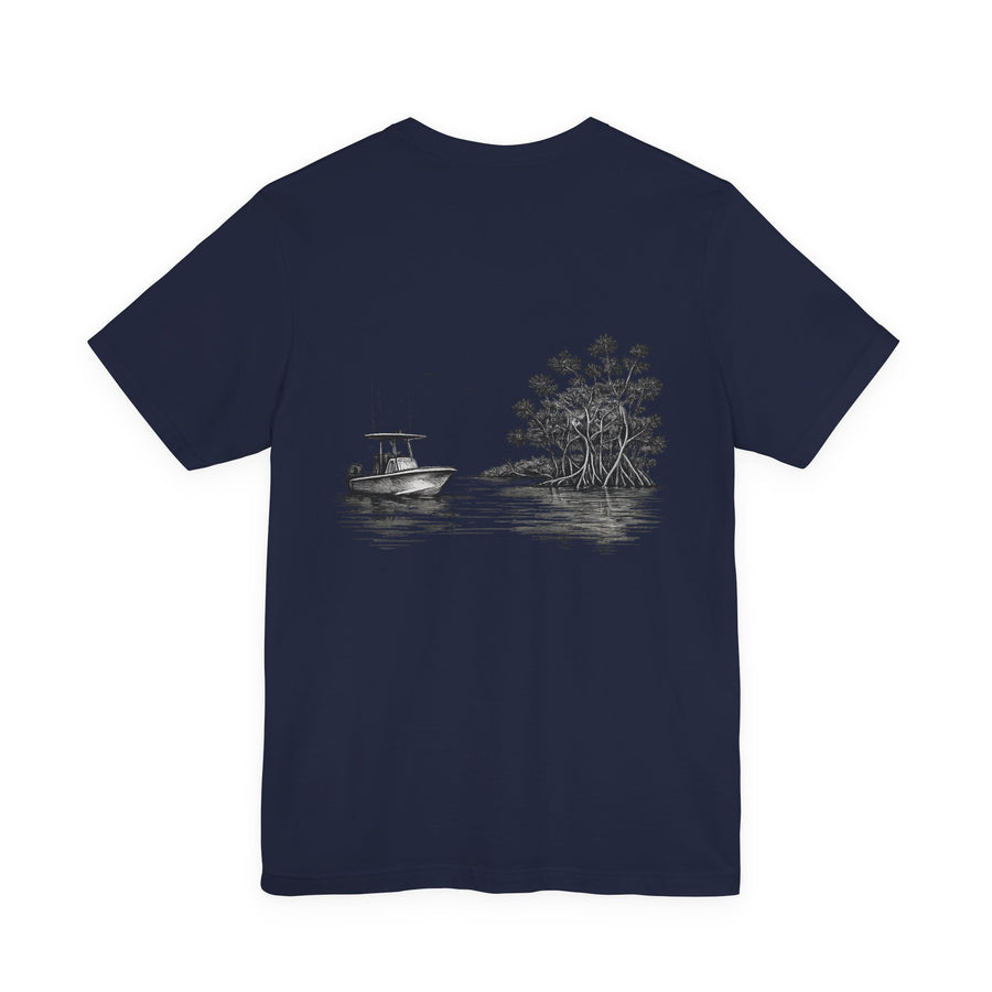 Fishing Boat & Mangrove T-Shirt — Coastal Relaxed Short Sleeve Shirt
