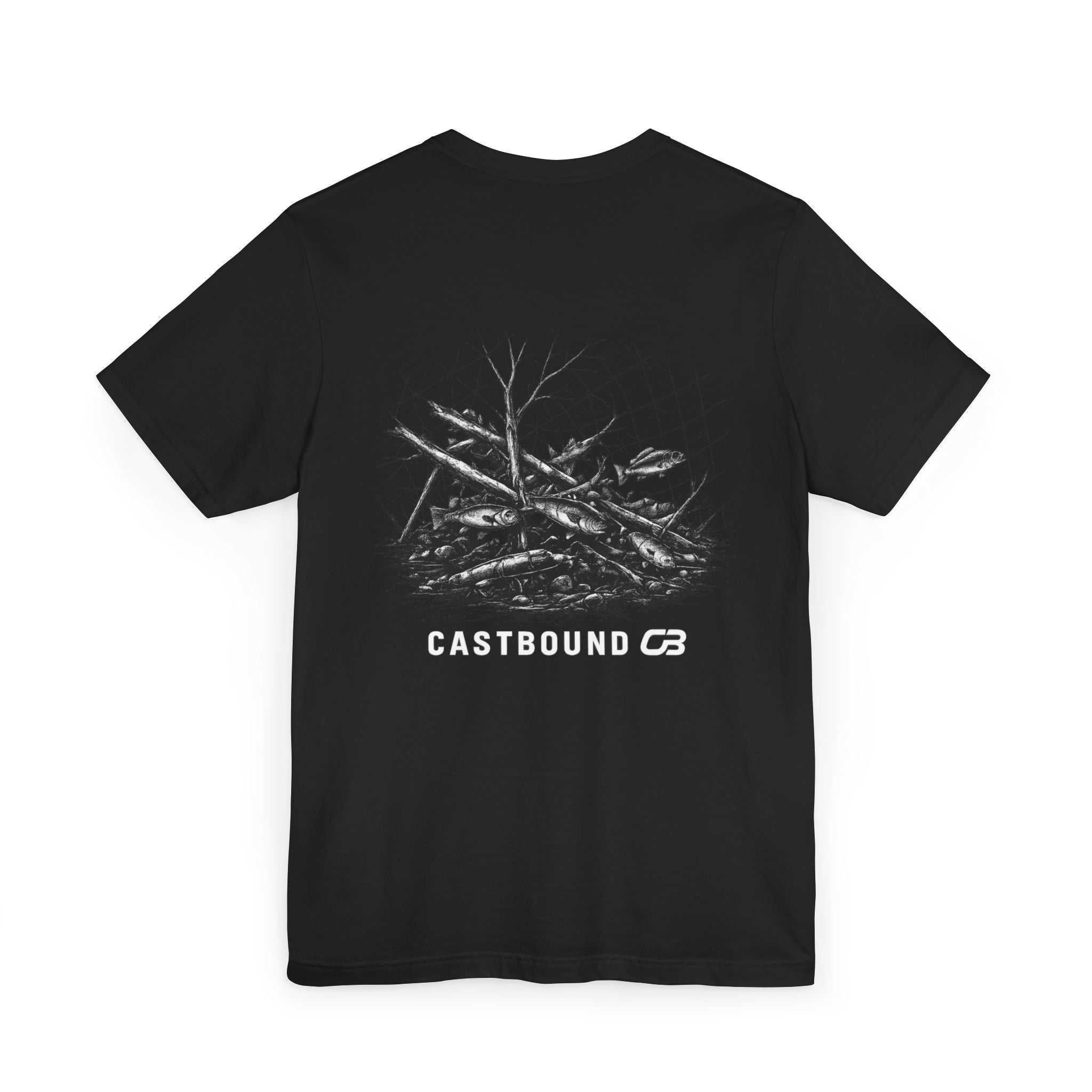 Castbound Fishing T-Shirt — Vintage Net & Driftwood Logo T-Shirt