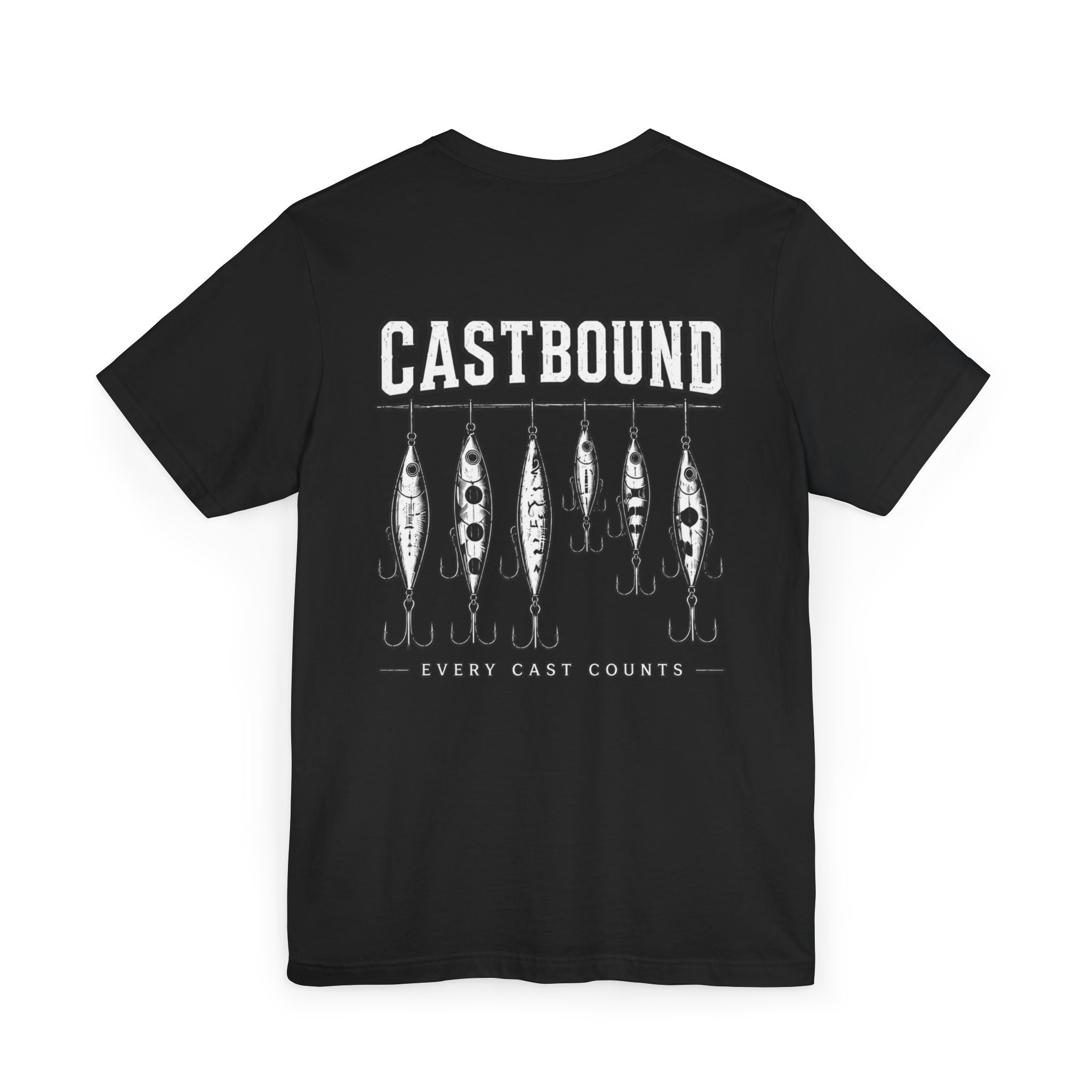 Castbound Fishing T-Shirt — “Every Cast Counts” Lure Graphic T-Shirt