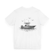 Fishing Boat Graphic T-Shirt — Center Console Sketch Tee